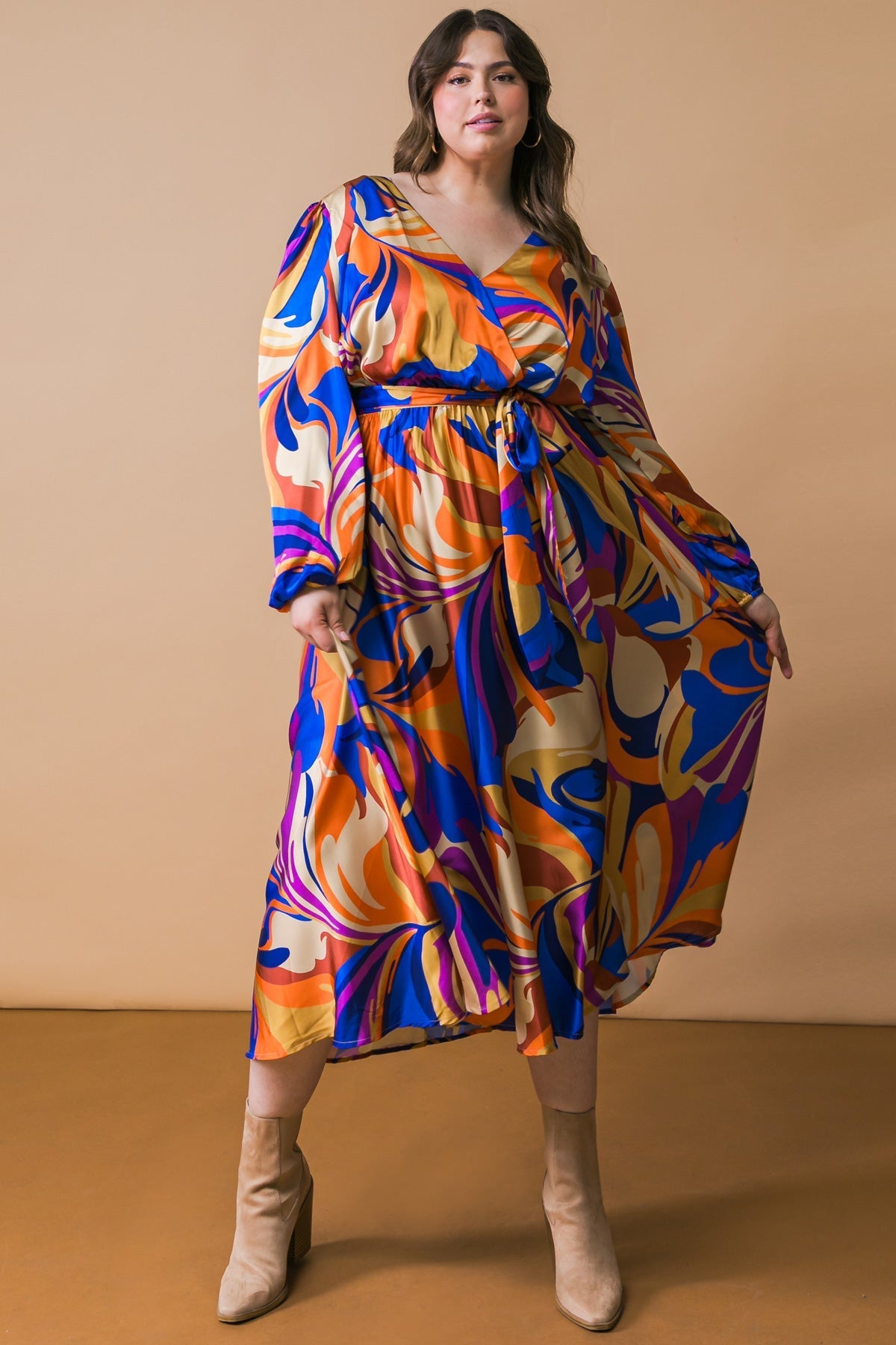 BOLD ADVENTURES WOVEN SATIN MIDI DRESS Flying Tomato